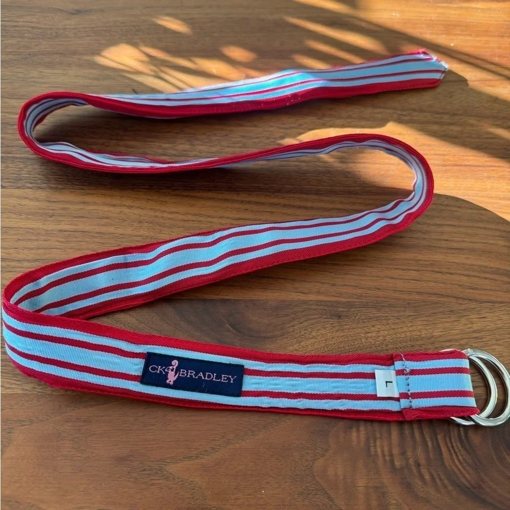 CK Bradley Tally Ho Designs Striped Cloth Belt red and blue Large